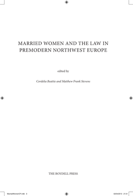 Married Women and the Law in Premodern Northwest Europe