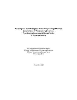 Assessing and Remediating Low Permeability Geologic Materials Contaminated by Petroleum Hydrocarbons from Leaking Underground Storage Tanks: a Literature Review