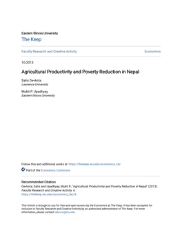 Agricultural Productivity and Poverty Reduction in Nepal