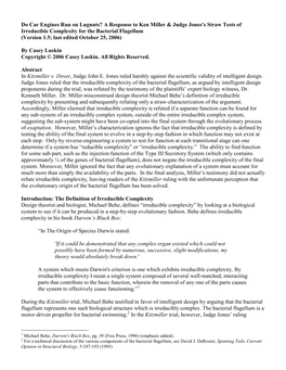 Do Car Engines Run on Lugnuts? a Response to Ken Miller & Judge