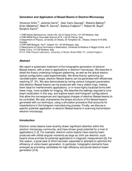 Generation and Application of Bessel Beams in Electron Microscopy