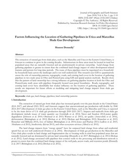 Factors Influencing the Location of Gathering Pipelines in Utica and Marcellus Shale Gas Development