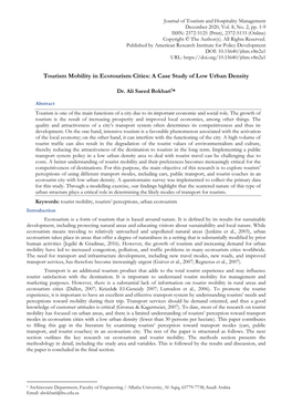 Tourism Mobility in Ecotourism Cities: a Case Study of Low Urban Density