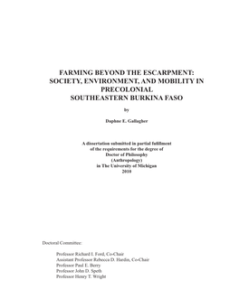 Farming Beyond the Escarpment: Society, Environment, and Mobility in Precolonial Southeastern Burkina Faso