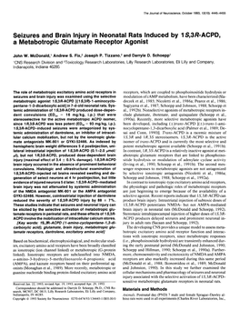 Seizures and Brain Injury in Neonatal Rats Induced by 1 S,3R-ACPD, a Metabotropic Glutamate Receptor Agonist