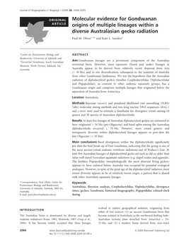 Molecular Evidence for Gondwanan Origins of Multiple Lineages Within A