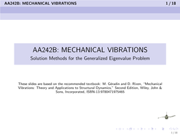 Solution Methods for the Generalized Eigenvalue Problem