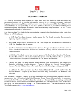 East West Bank-Sponsor Statement.Pdf