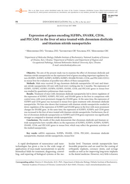 Expression of Genes Encoding Igfbps, SNARK, CD36, and PECAM1 in the Liver of Mice Treated with Chromium Disilicide and Titanium Nitride Nanoparticles