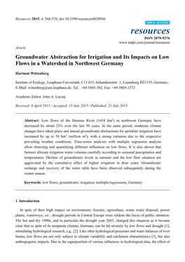 Groundwater Abstraction for Irrigation and Its Impacts on Low Flows in a Watershed in Northwest Germany