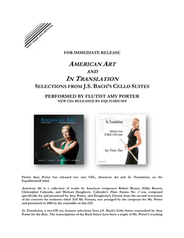 FLUTIST AMY PORTER NEW Cds RELEASED by EQUILIBIUM®