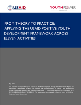 From Theory to Practice: Applying the Usaid Positive Youth Development Framework Across Eleven Activities