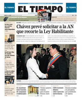 Chávez Prevé Solicitar a La an Que Recorte La Ley Habilitante