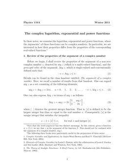 The Complex Logarithm, Exponential and Power Functions
