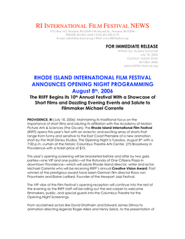 RIIFF Opening Night Films