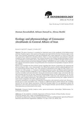 Ecology and Phytosociology of Cotoneaster Shrublands in Central Alborz of Iran