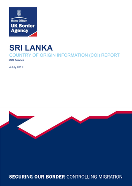 SRI LANKA COUNTRY of ORIGIN INFORMATION (COI) REPORT COI Service