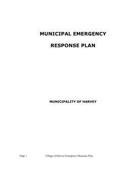 Municipal Emergency Response Plan Outlines Herein Comprise Two Parts