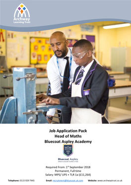 Job Application Pack Head of Maths Bluecoat Aspley Academy