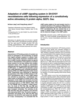 Adaptation of Camp Signaling System in SH-SY5Y Neuroblastoma Cells Following Expression of a Constitutively Active Stimulatory G Protein Alpha, Q227L Gsα