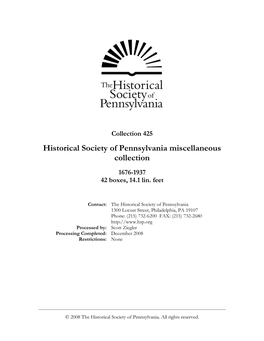 Historical Society of Pennsylvania Miscellaneous Collection
