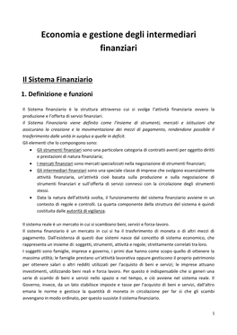 Economia E Gestione Degli Intermediari Finanziari