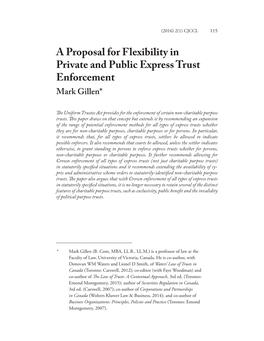 A Proposal for Flexibility in Private and Public Express Trust Enforcement Mark Gillen*