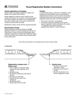 Vessel Registration Number Instructions