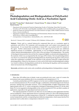 Photodegradation and Biodegradation of Poly (Lactic) Acid Containing