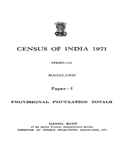 Provisional Population Totals, Series-13, Nagaland
