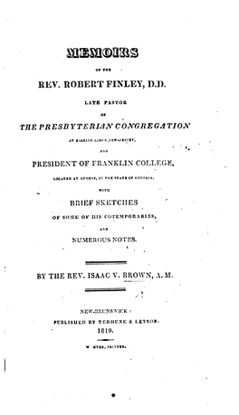 Memoirs of the Rev. Robert Finley, D.D