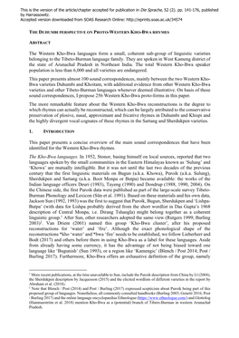 The Western Kho-Bwa Languages Form a Small, Coherent Sub-Group of Linguistic Varieties Belonging to the Tibeto-Burman Language Family