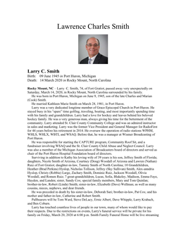 Larry Smith Obituary