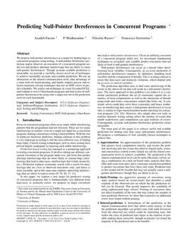 Predicting Null-Pointer Dereferences in Concurrent Programs ∗