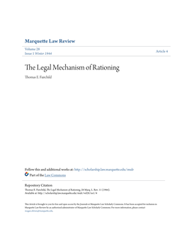 The Legal Mechanism of Rationing Thomas E