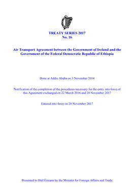 TREATY SERIES 2017 No. 16 Air Transport Agreement Between The