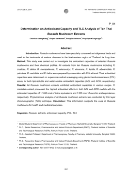 Determination on Antioxidant Capacity and TLC Analysis of Ten Thai