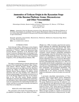 Ammonites of Tethyan Origin in the Ryazanian Stage of the Russian Platform: Genus Mazenoticeras and Other Neocomitidae V