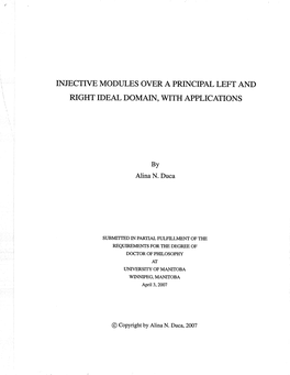 INJECTIVE MODULES OVER a PRTNCIPAL LEFT and RIGHT IDEAL DOMAIN, \Ryith APPLICATIONS