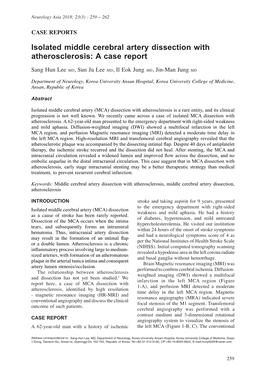 Isolated Middle Cerebral Artery Dissection with Atherosclerosis: a Case Report