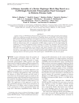 A Primary Assembly of a Bovine Haplotype Block Map Based on a 15,036-Single-Nucleotide Polymorphism Panel Genotyped in Holstein–Friesian Cattle