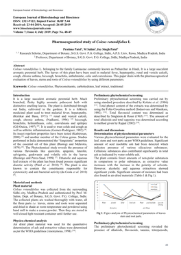 Pharmacognostical Study of Coleus Rotundifolius L