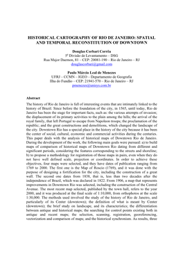 Historical Cartography of Rio De Janeiro: Spatial and Temporal Reconstitution of Downtown