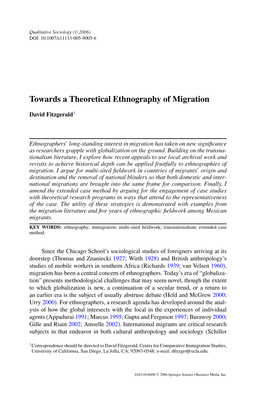 Towards a Theoretical Ethnography of Migration