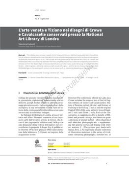 L'arte Veneta E Tiziano Nei Disegni Di Crowe E Cavalcaselle Conservati