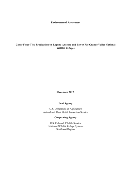 Environmental Assessment Cattle Fever Tick Eradication on Laguna Atascosa and Lower Rio Grande Valley National Wildlife Refuges