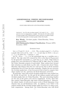 2-Dimensional Vertex Decomposable Circulant Graphs