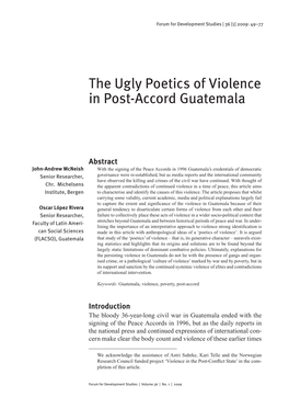 The Ugly Poetics of Violence in Post-Accord Guatemala