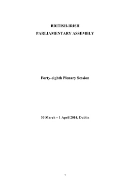 BRITISH-IRISH PARLIAMENTARY ASSEMBLY Forty-Eighth Plenary