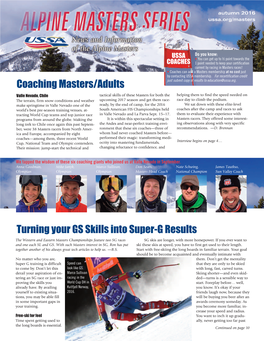Coaching Masters/Adults Turning Your GS Skills Into Super-G Results